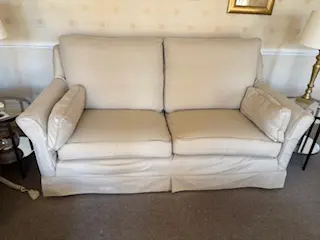 Two Multiyork 3seater sofas and footstall
