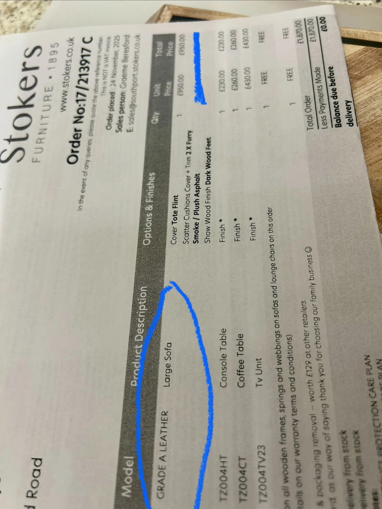 Alexandra & James 3 seater grade A Leather Sofa ( Quentin ) purchased November 25 from Stockers