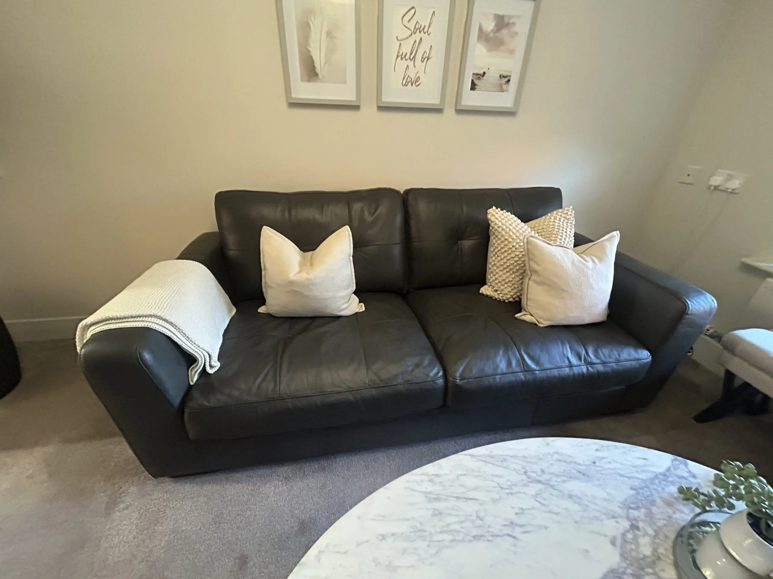 Alexandra & James 3 seater grade A Leather Sofa ( Quentin ) purchased November 25 from Stockers
