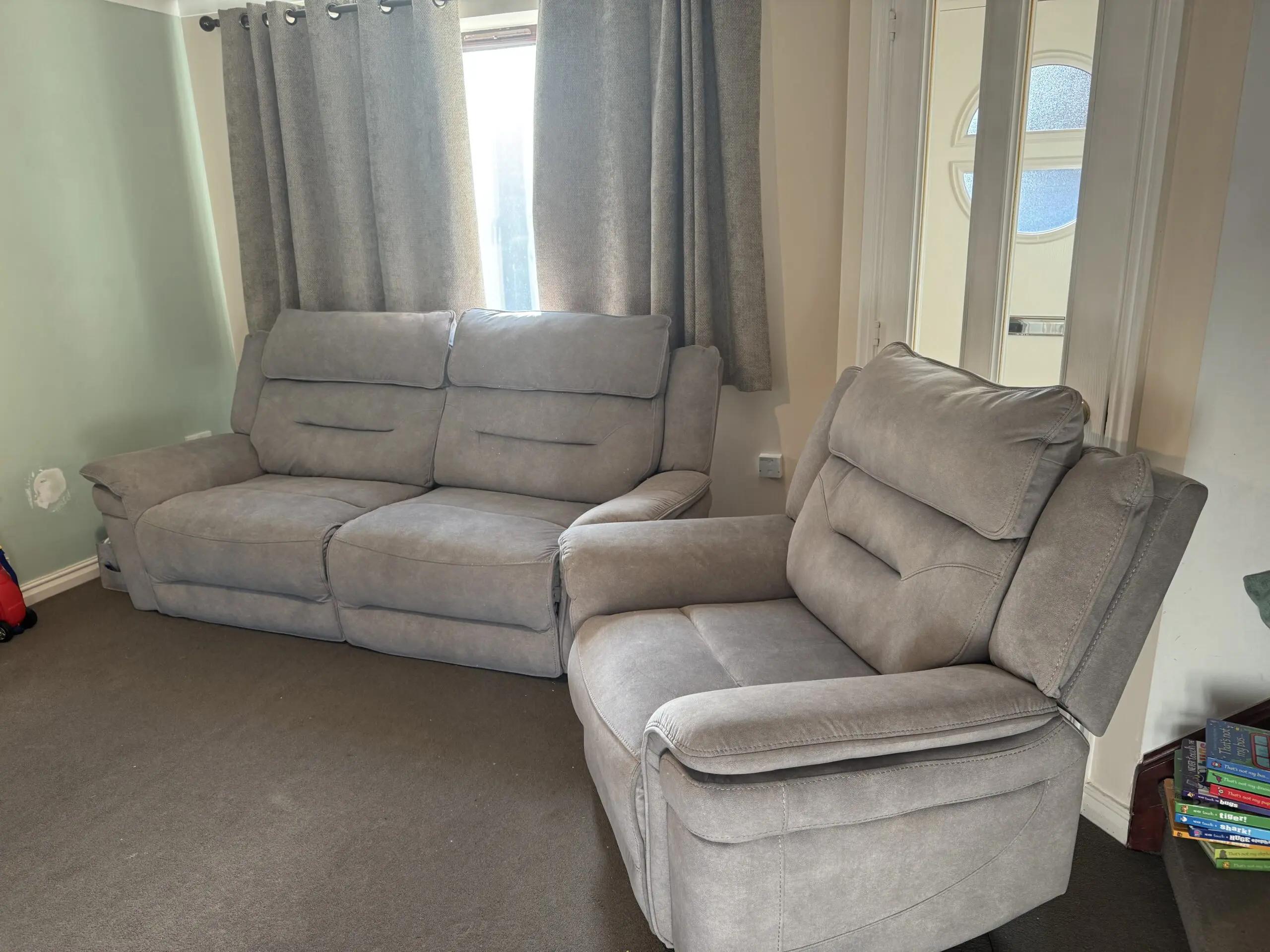 SCS Power SCS Power Reclining Sofa & Chair Set – Grey –