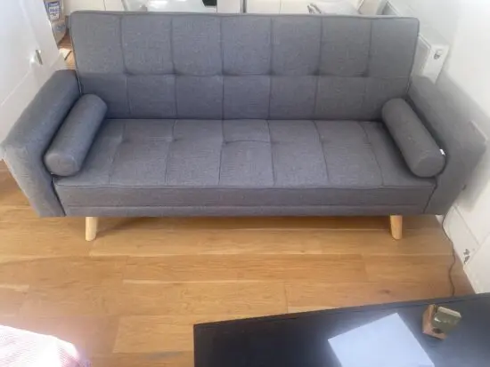 Dark Grey 3-seater modern Sleeper Sofa Settee (plus cushions); convertible to sofa bed with Click-Clack mechanism