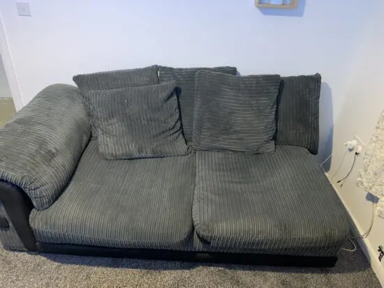Grey corner sofa with swivel chair