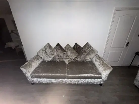 DFS 3 seater, 2 seater metal action sofa bed and footstool