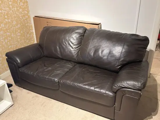 Brown leather sofa set