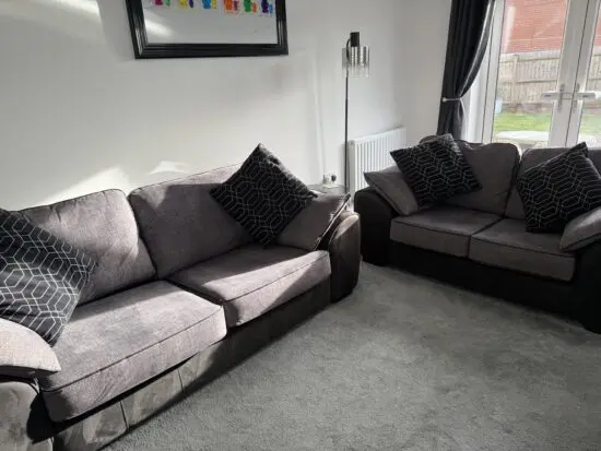 3 & 2 Seater Grey SCS Fabric Sofas