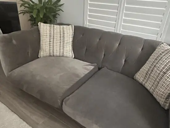 Grey clever velvet Loaf three seater sofa