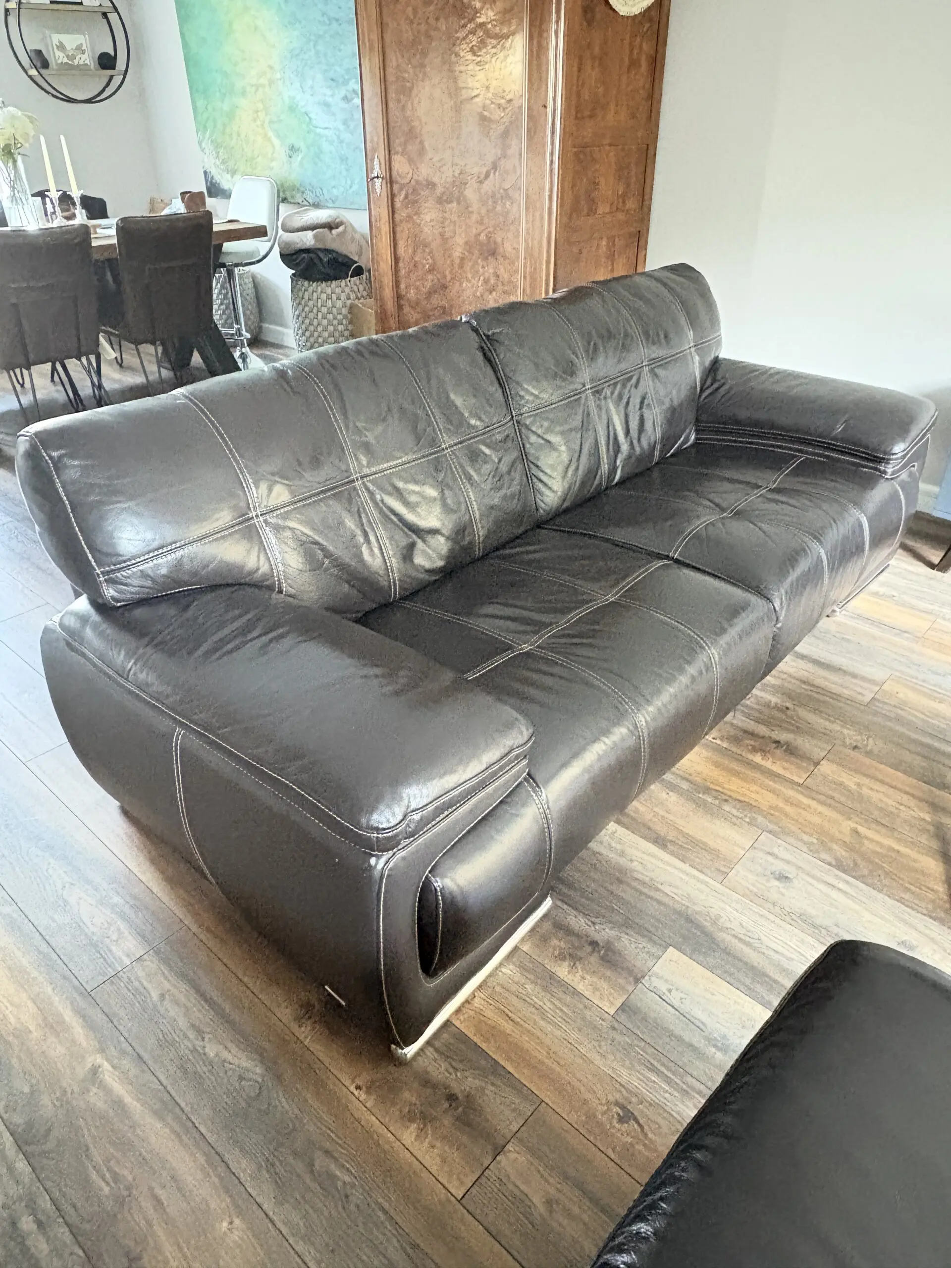 Sofology Bergamo Leather 3-Seater Sofa + Matching Armchair (Verona Brown)