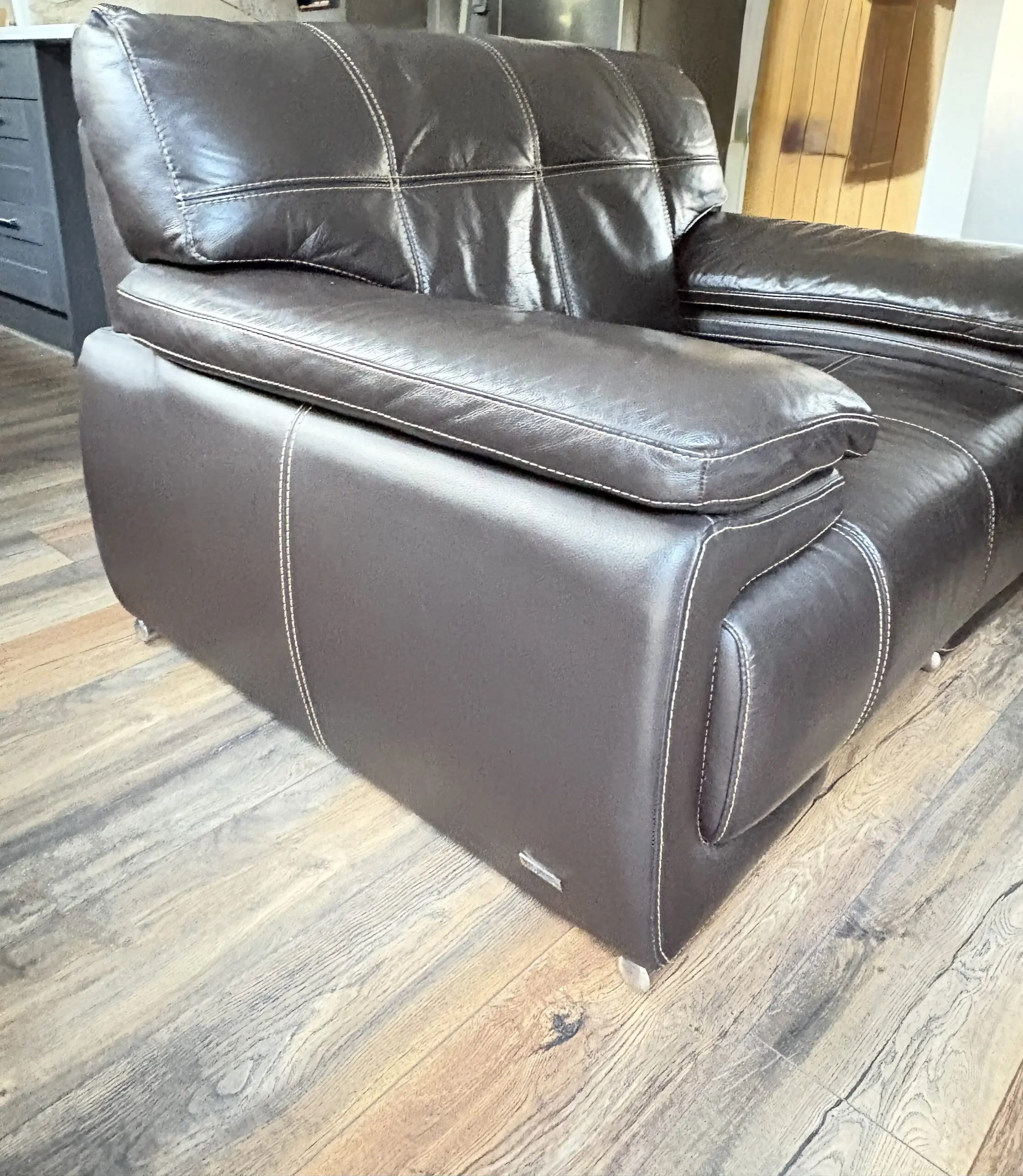 Sofology Bergamo Leather 3-Seater Sofa + Matching Armchair (Verona Brown)