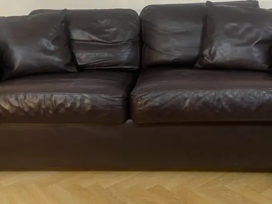 Natuzzi dark brown leather 3 seater sofa bed