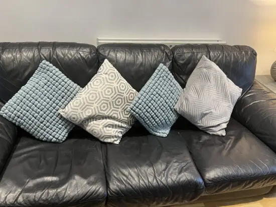 Black leather sofa and chair