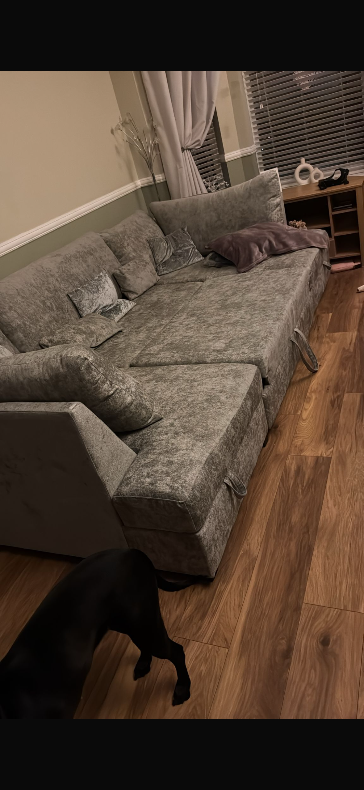 Meridian U Shape Sofa Bed with Storage Alaska Chenille