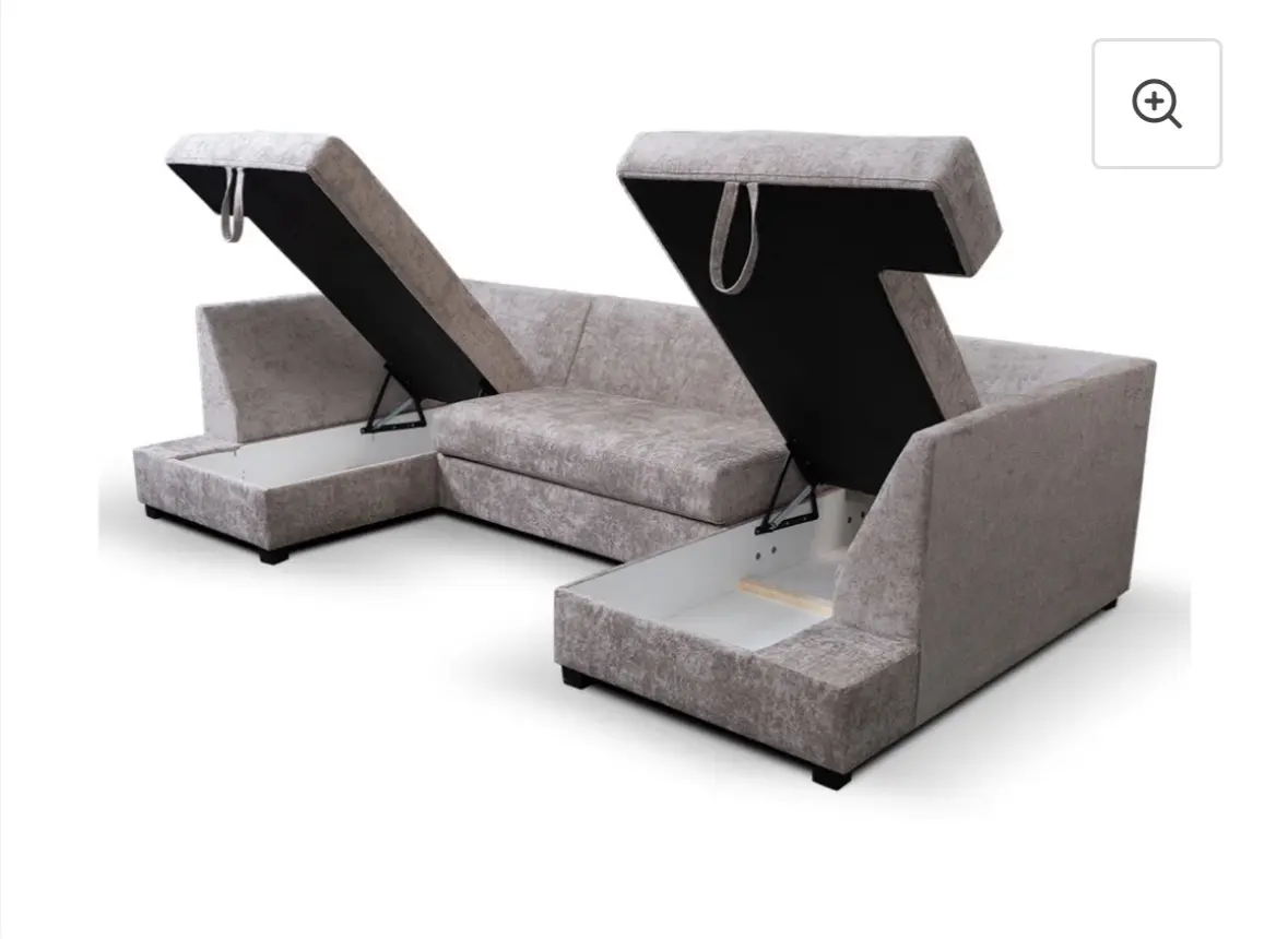 Meridian U Shape Sofa Bed with Storage Alaska Chenille