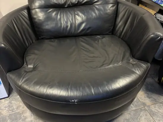 DFS swivel chair and half moon footstool