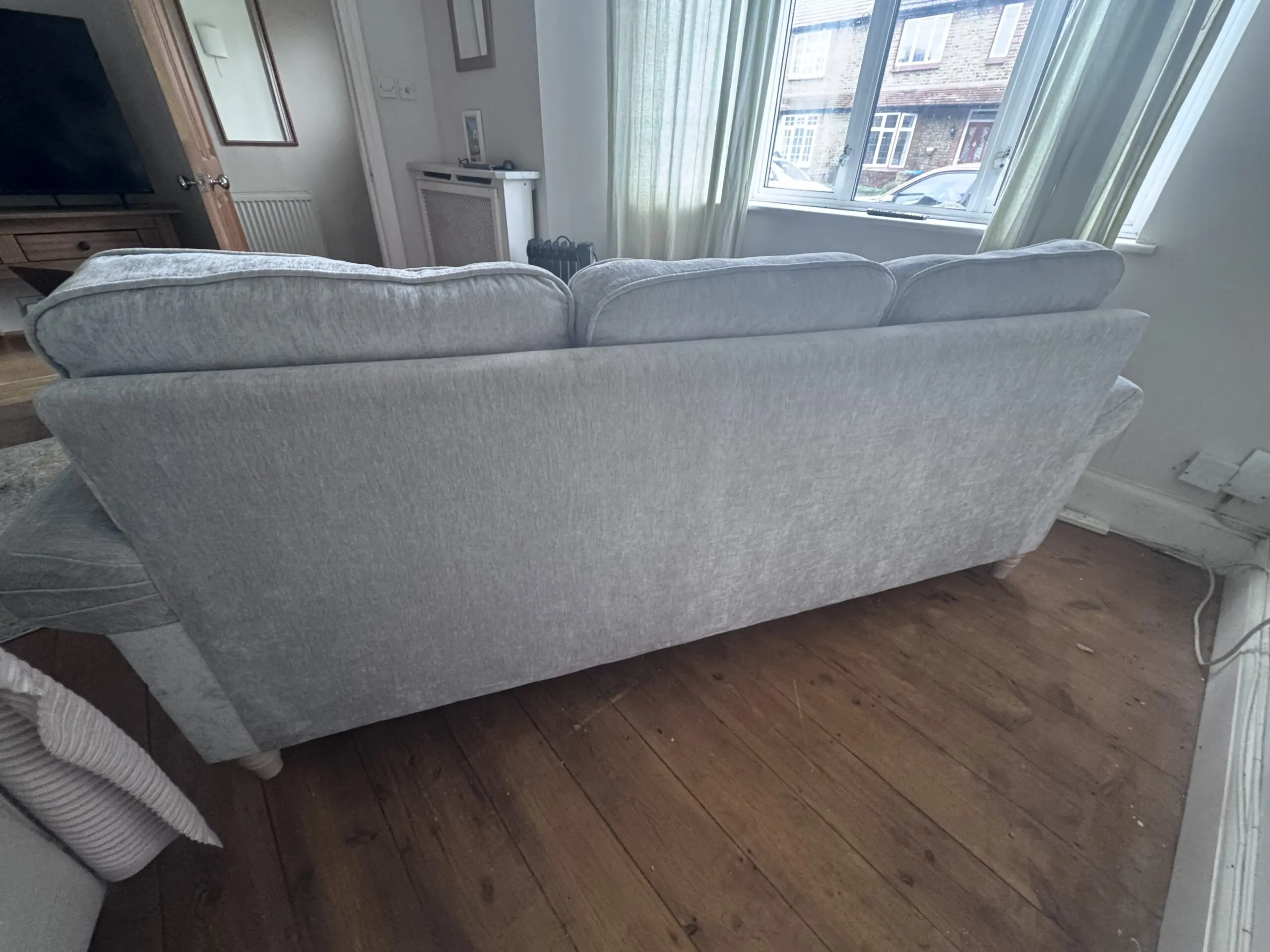 Roseland Furniture 3 Seater Chaise Sofa in Ice Chenille