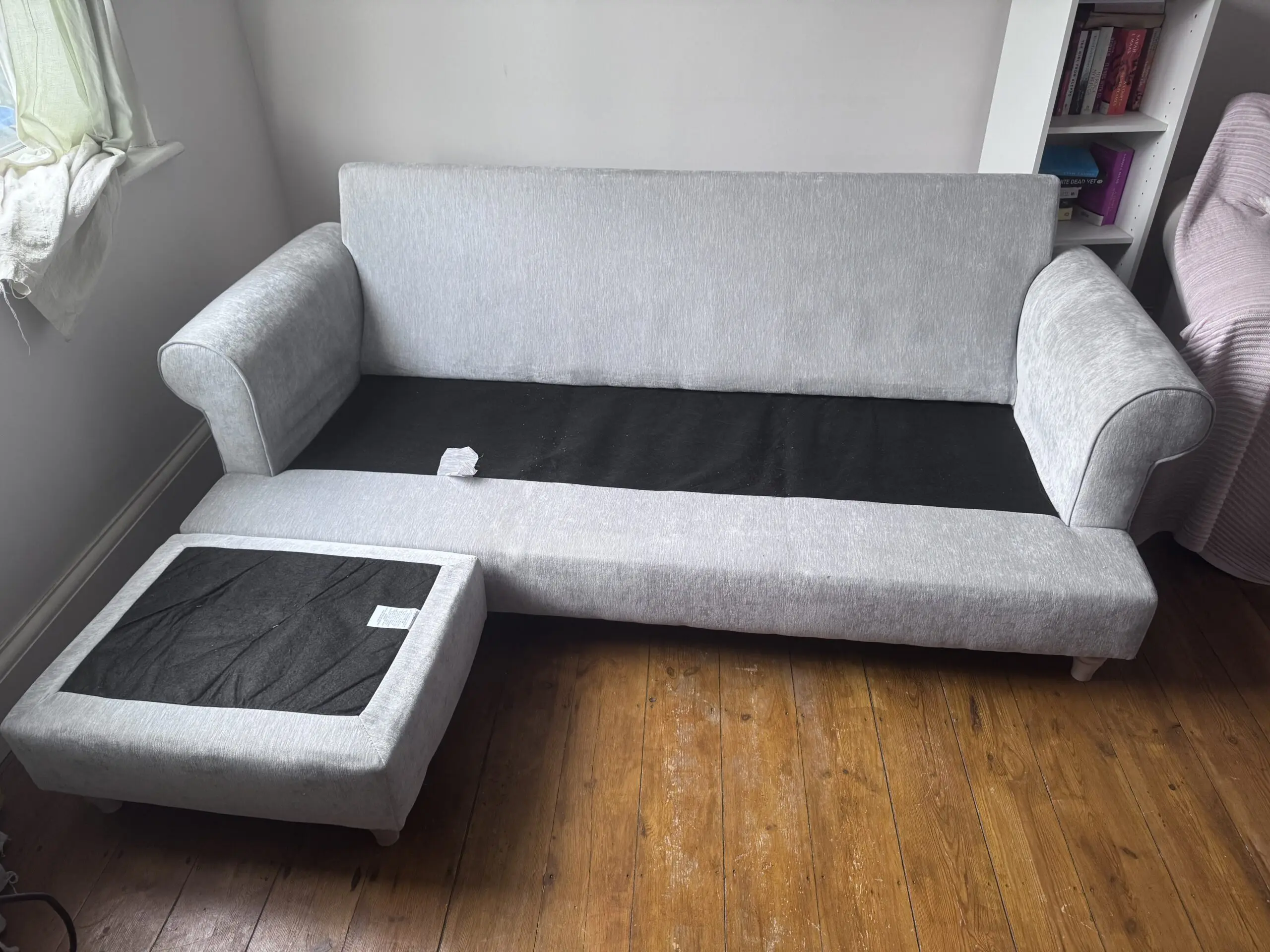 Roseland Furniture 3 Seater Chaise Sofa in Ice Chenille