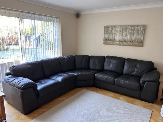 ScS Brown Leather 7 seater corner sofa