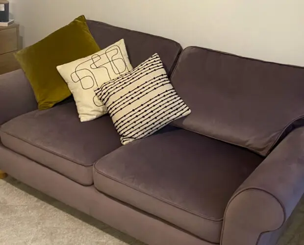 DFS lavender 3 seater sofa