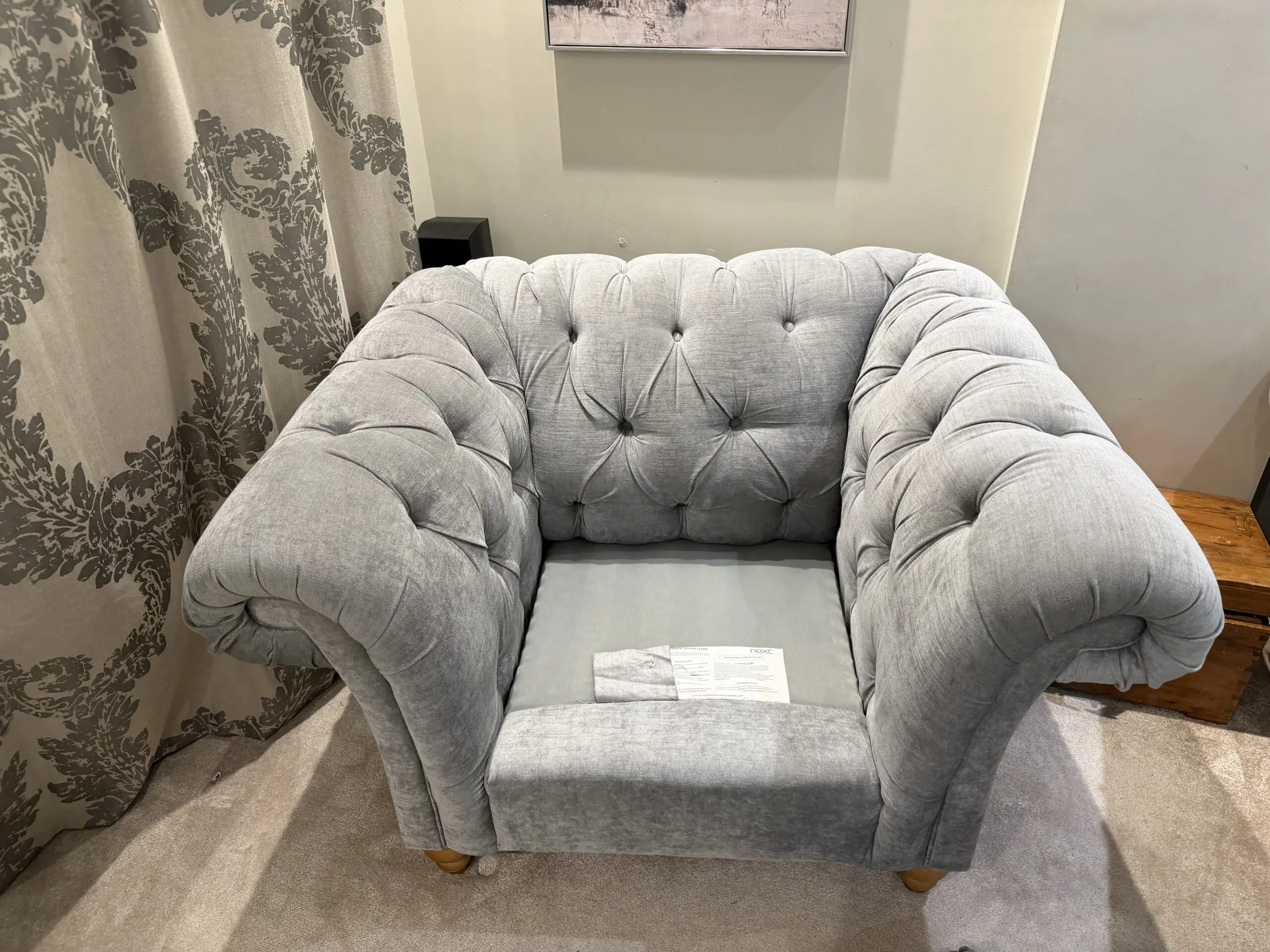 Gosford grey velvet 4 & 3 seater & arm chair