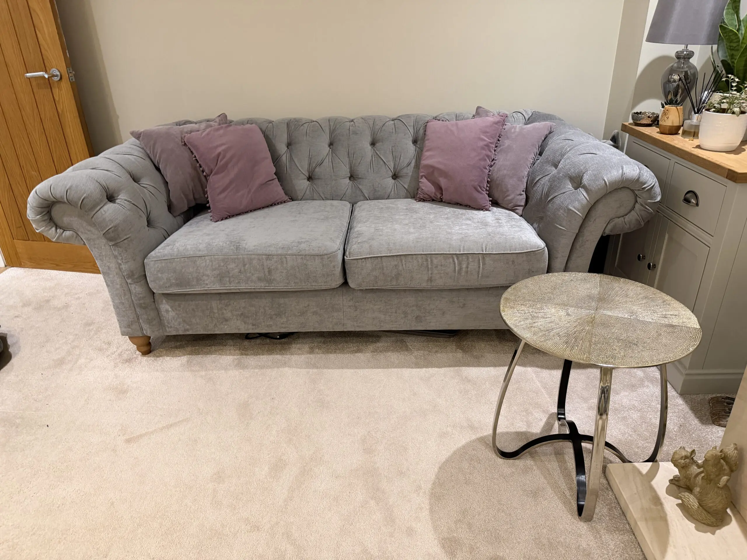 Gosford grey velvet 4 & 3 seater & arm chair