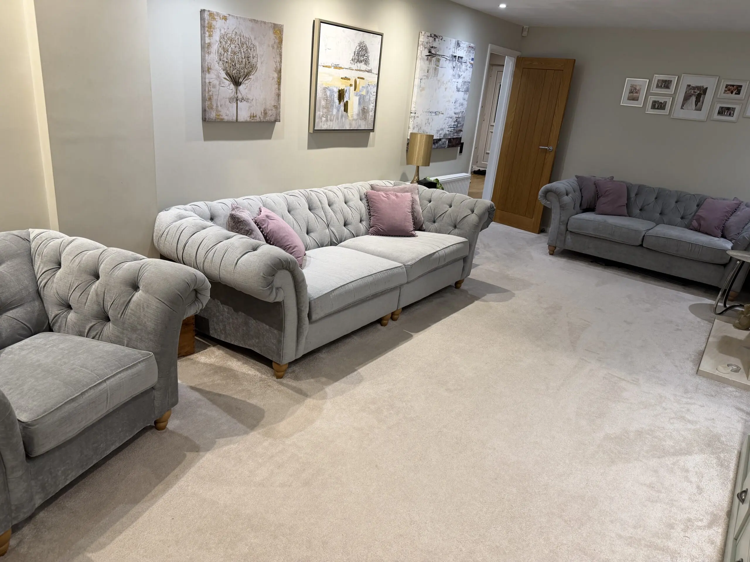 Gosford grey velvet 4 & 3 seater & arm chair