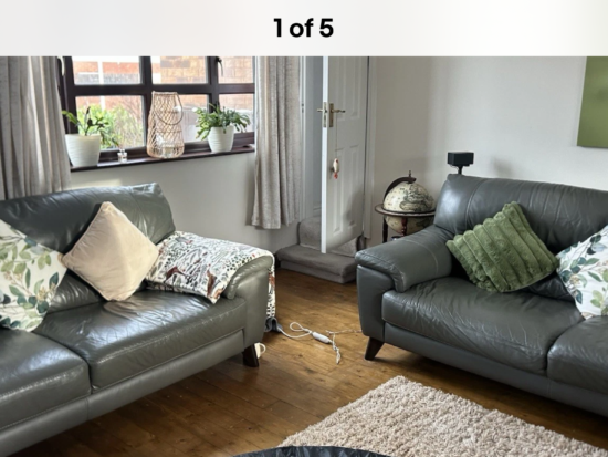 DFS Grey Leather Sofa’s