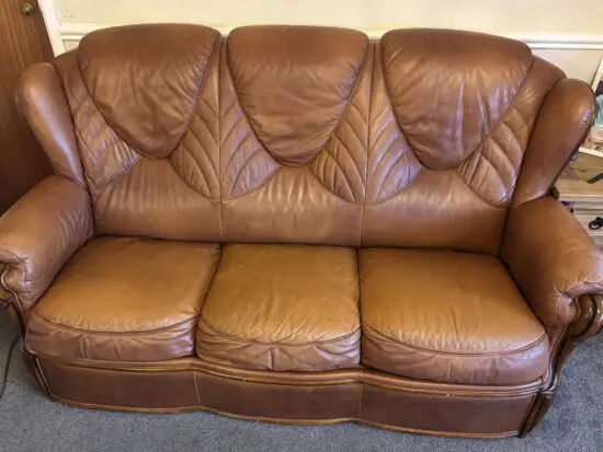 Anglian region Co-operative society - Tan sofa bed and 2 chair set.