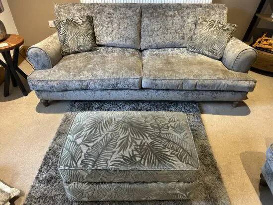 Sofology 4 seater sofa, loveseat and armchair plus large footstool with storage