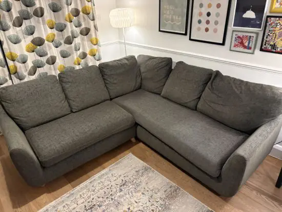 G Plan vintage corner sofa fleck grey 210cm square