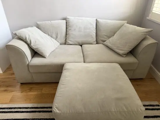 Stone Chelsea Sofa Club Sofa and Footstool