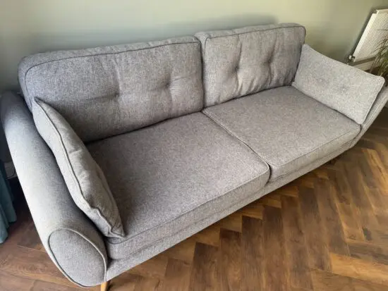 DFS Grey 4 Seat and 2 Seat Sofa with FootStool