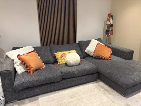 Grey 3 seater chaise sofa