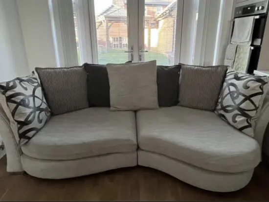 DFS grey sofa and storage footstool