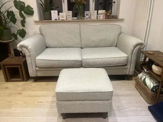 DFS ‘silver’ Woodstock 3 seater sofa and storage footstool