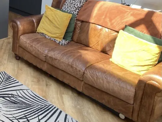 DFS Brown/Tan Leather 3 seater sofa
