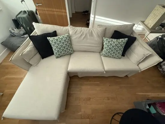 3 seater, L shaped sofa with storage