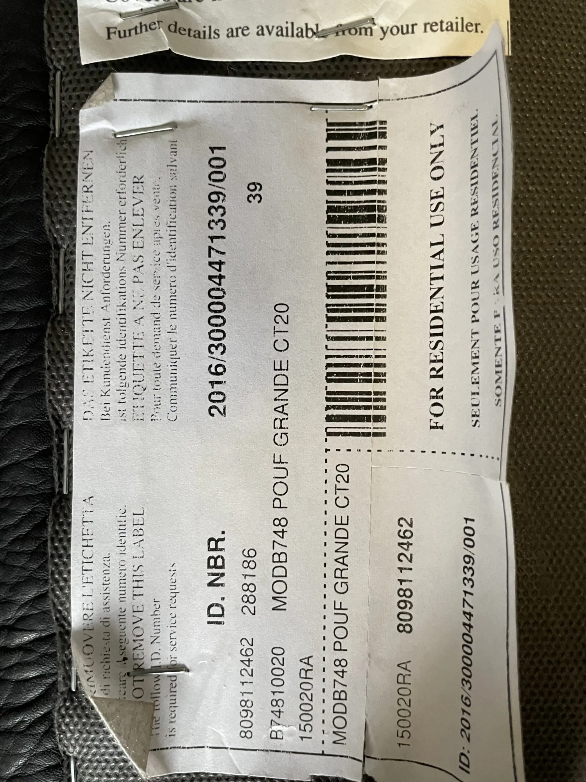 Castelano black Italian full grain leather sofas and footstool.