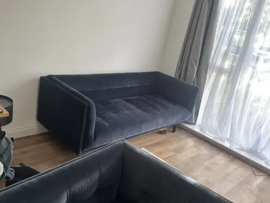Blue Velvet 3 Seater X2