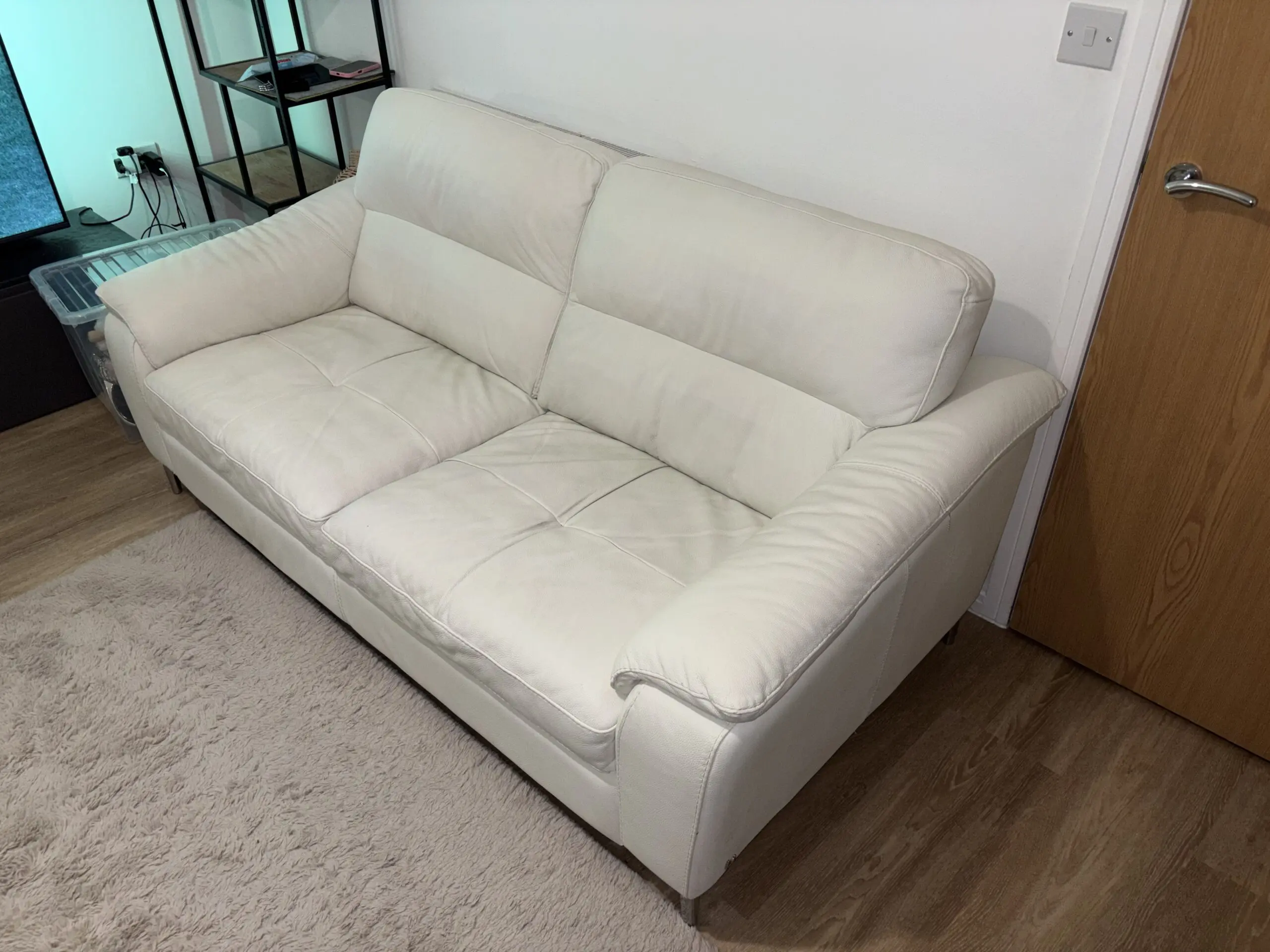 Furniture Village NICOLETTI - MALDINI 3 SEATER LEATHER SOFA AND CHAIR - WHITE
