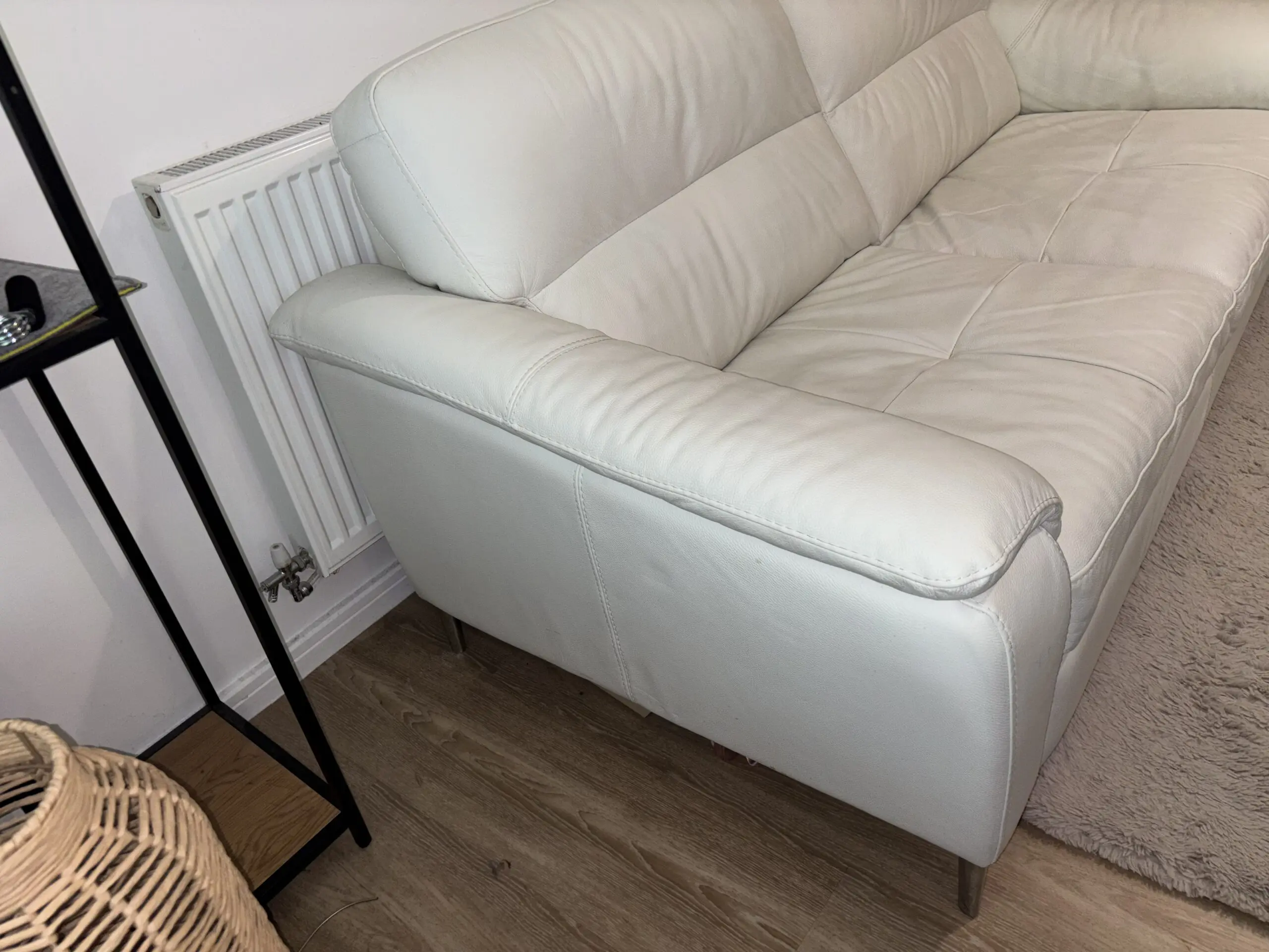 Furniture Village NICOLETTI - MALDINI 3 SEATER LEATHER SOFA AND CHAIR - WHITE