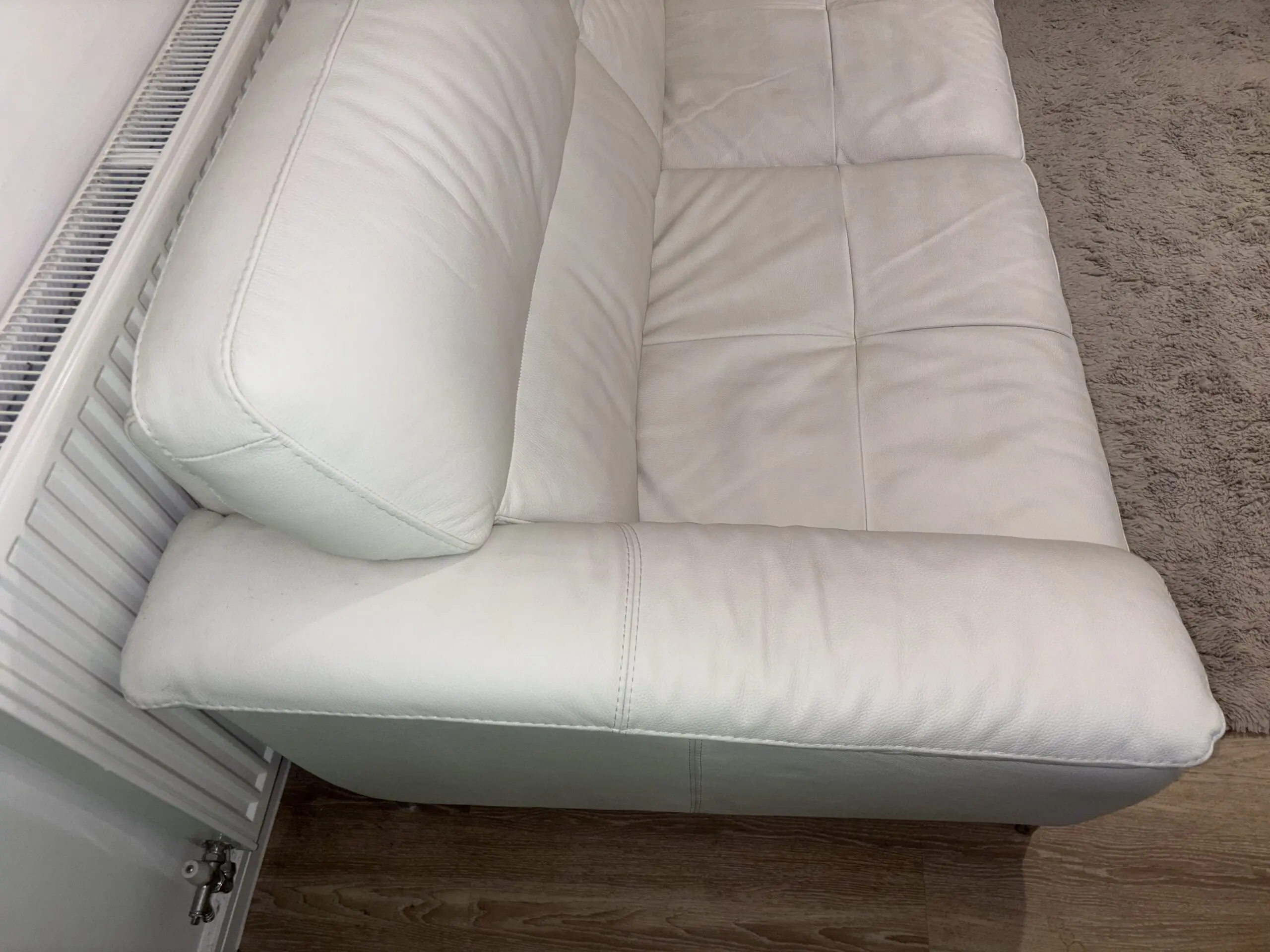 Furniture Village NICOLETTI - MALDINI 3 SEATER LEATHER SOFA AND CHAIR - WHITE