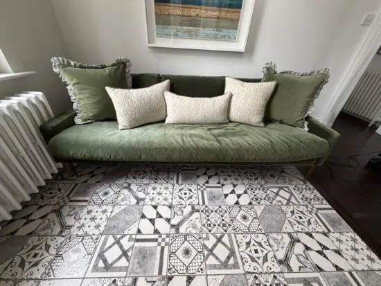 Olive green sofa
