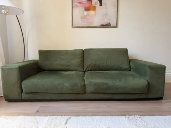 Swoon Denver green velvet 3 seater sofa