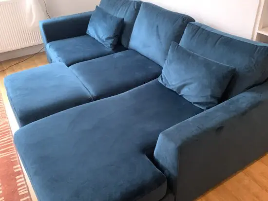 DFS Plush velvet formal back right hand facing large chaise end sofa (bought set new for £1800)