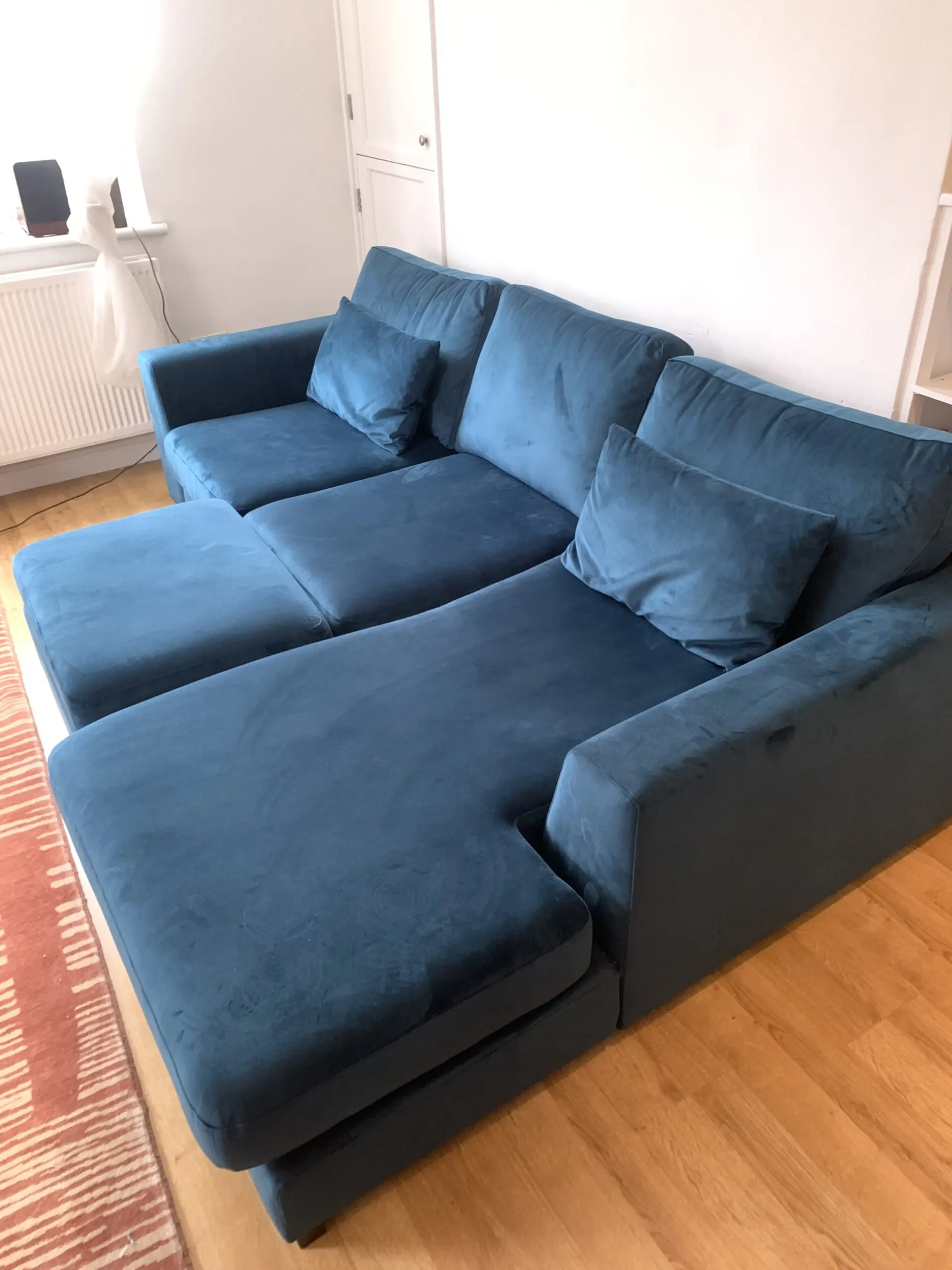 DFS Plush velvet formal back right hand facing large chaise end sofa (bought set new for £1800)