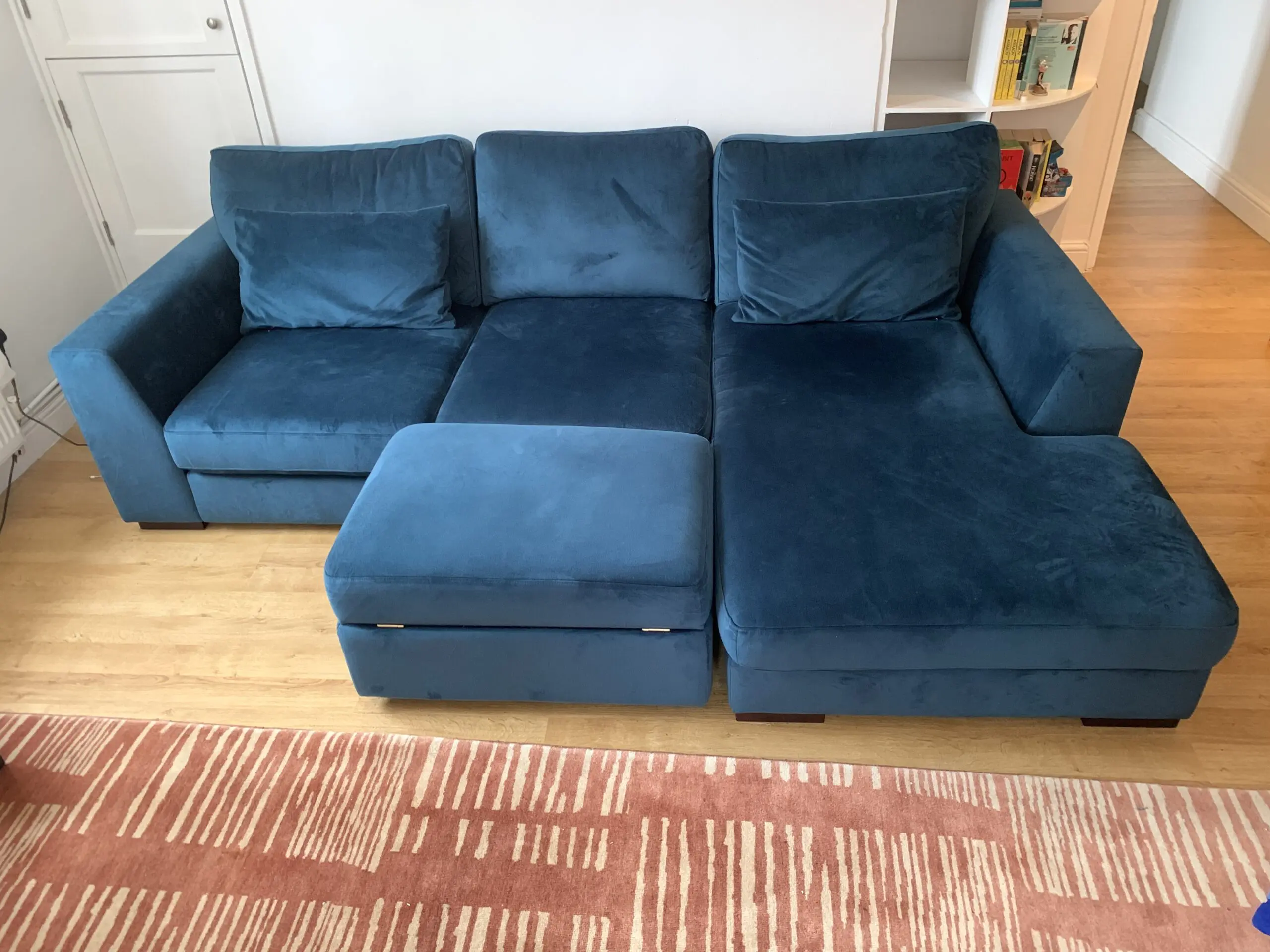 DFS Plush velvet formal back right hand facing large chaise end sofa (bought set new for £1800)