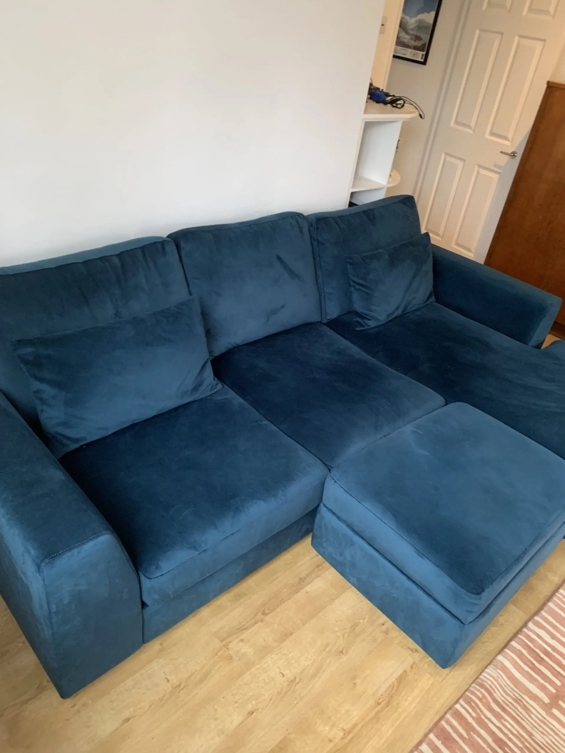 DFS Plush velvet formal back right hand facing large chaise end sofa (bought set new for £1800)