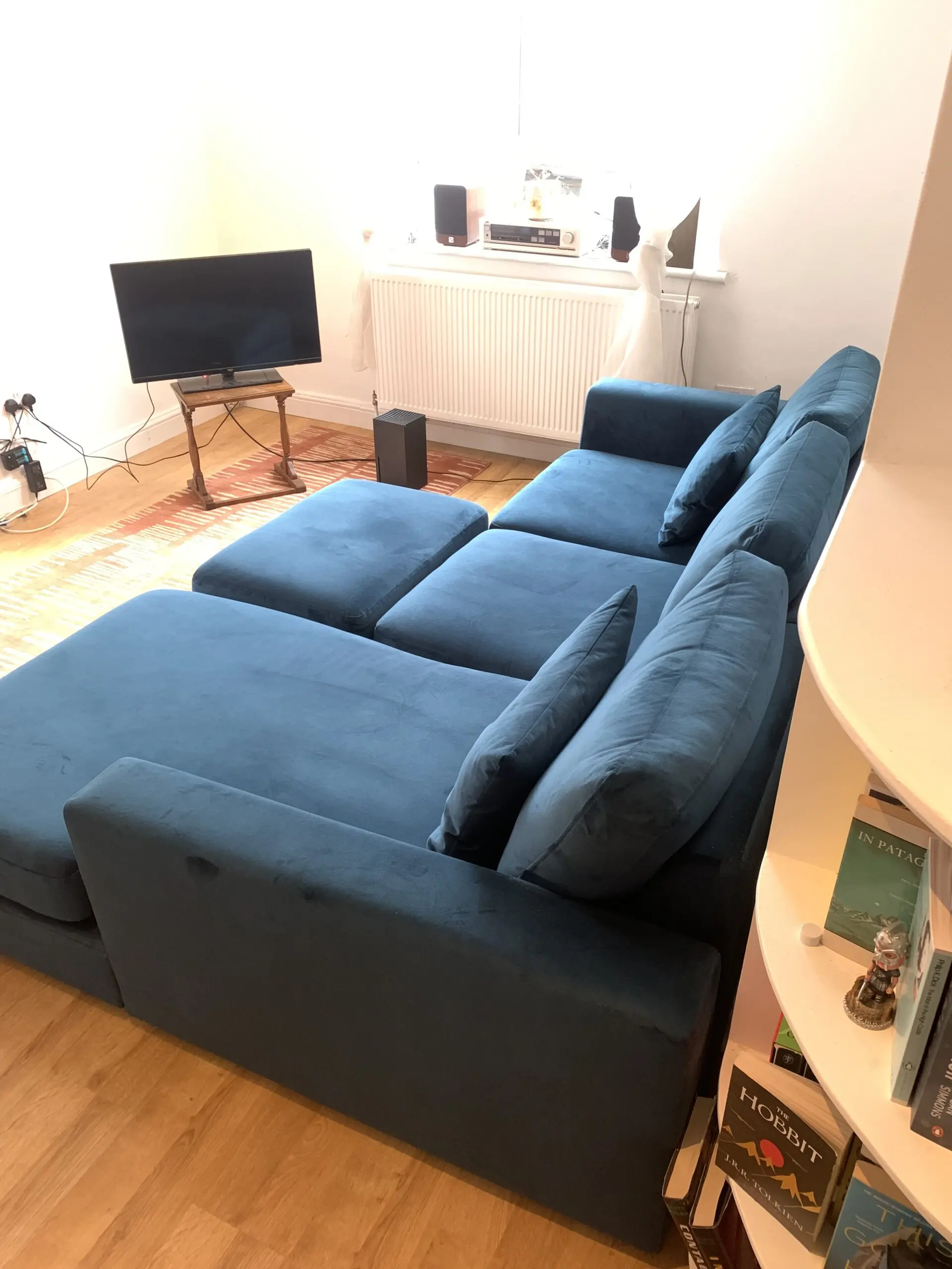 DFS Plush velvet formal back right hand facing large chaise end sofa (bought set new for £1800)