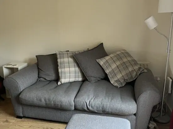 3 seater sofa and swivel chair with 2 footstools