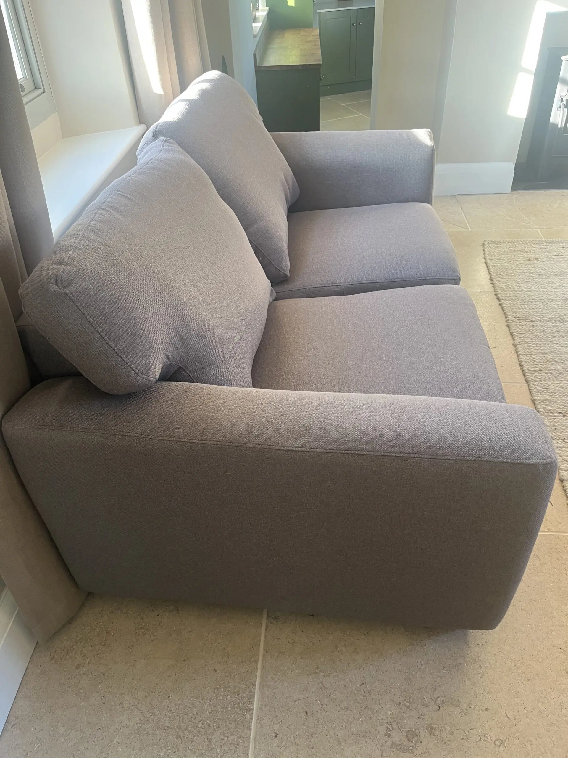 Grey two seater Heals sofa