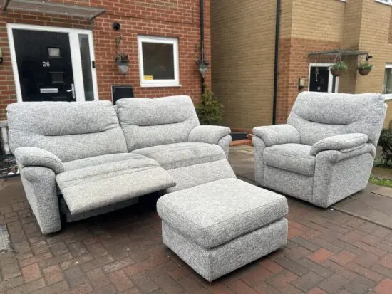 G plan Seattle power recliner with arm chair & footstool